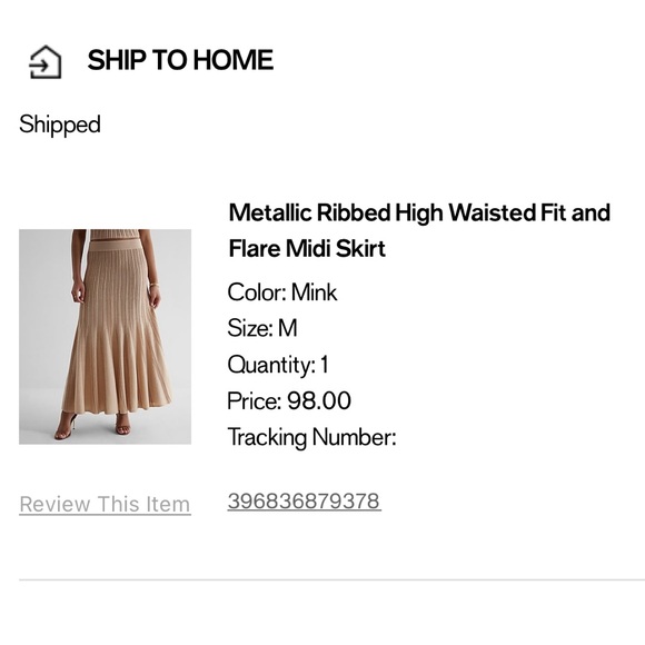 Metallic Ribbed High Waisted Fit and Flare Midi Skirt - Picture 2 of 8